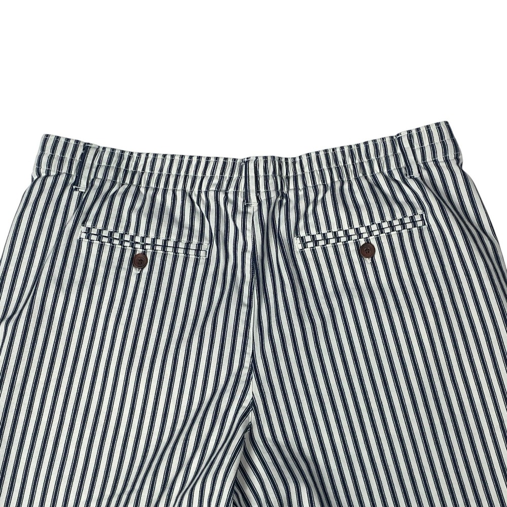 Lands End Striped Pull On Shorts Women's 14 Blue White Cotton Elastic Back - Picture 8 of 10